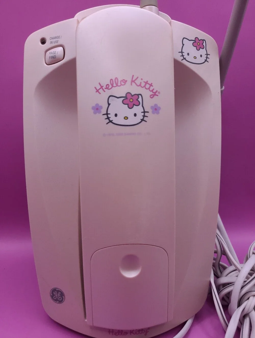 Vintage Hello Kitty Landline Cordless Phone Pink Caller ID GE 1999 Read Descript